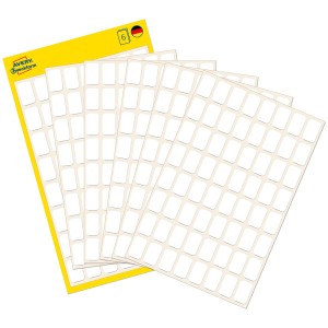 Minietykiety do opisywania ręcznego 13 x 8 mm, trwałe etykiety papierowe, białe etykiety samoprzylepne 384 etyk., 6 ark. /op., Avery 3041