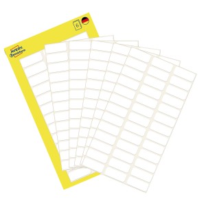 Minietykiety do opisywania ręcznego 20 x 8 mm, trwałe etykiety papierowe, białe etykiety samoprzylepne 234 etyk., 6 ark. /op., Avery 3073