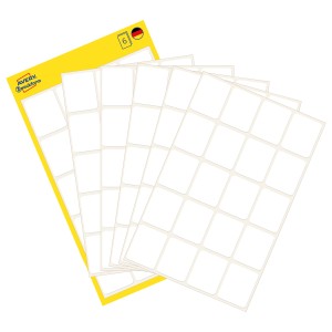 Minietykiety do opisywania ręcznego 22 x 18 mm, trwałe etykiety papierowe, białe etykiety samoprzylepne 120 etyk., 6 ark. /op., Avery 3043