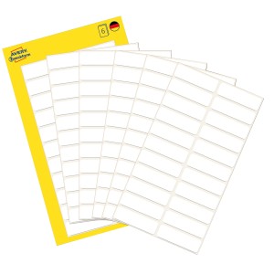 Minietykiety do opisywania ręcznego 32 x 10 mm, trwałe etykiety papierowe, białe etykiety samoprzylepne 132 etyk., 6 ark. /op., Avery 3044