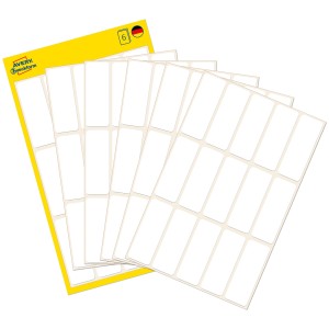 Minietykiety do opisywania ręcznego 38 x 14 mm, trwałe etykiety papierowe, białe etykiety samoprzylepne 90 etyk., 6 ark. /op., Avery 3076