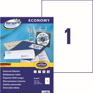 Etykiety uniwersalne Avery Zweckform Economy ELA027 - 210x297 mm A4, 100 arkuszy - białe 
