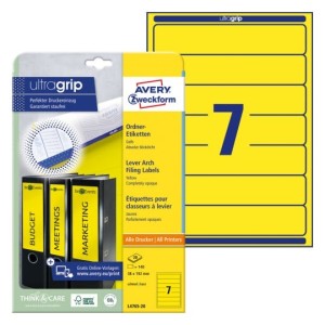Etykiety na segregatory Avery L4765-20- 38 x 192 mm, 20 arkuszy - żółty
