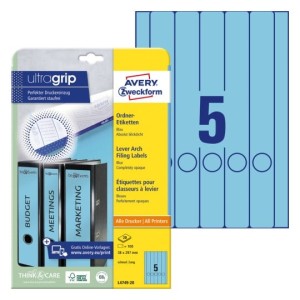 Etykiety na segregatory , Avery L4749-20 - 38 x 297 mm, 20 arkuszy - niebieski