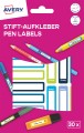 Etykiety naklejki do zaznaczania na przybory do pisania AVERY, RESMI30G - 2 arkusze - 30 etykiet - kolorowe www.niszczarka.net
