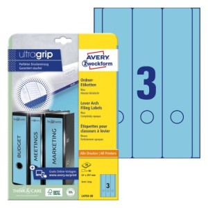 Etykiety na segregatory Avery L4753-20 - 61 x 297 mm, 20 arkuszy - niebieski