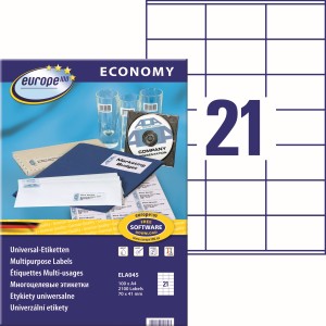 Etykiety uniwersalne Avery Zweckform Economy ELA045 - 70x41 mm A4, 100 arkuszy - białe 