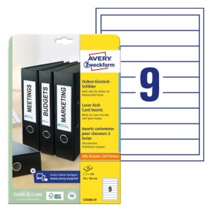 Wkłady do segregatora  Avery C32266-25 - 30 x 190 mm, A4 25 arkuszy - biały