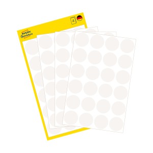 Kółka do zaznaczania  Avery 3170 - Ø 18 mm, 96 etyk., 4 arkuszy - biały
