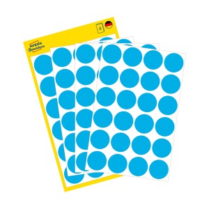 Kółka do zaznaczania  Avery 3005 - Ø 18 mm, 96 etyk., 4 arkusze - niebieski