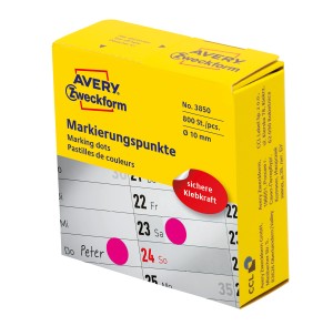 Kółka do zaznaczania w dyspenserze Avery 3850 - Ø 10 mm,  800 szt. / 1 rolka - różowy