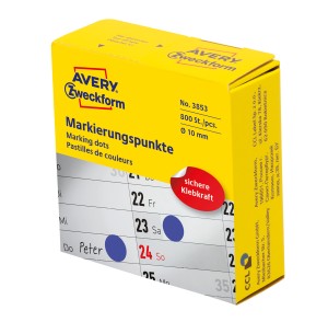 Kółka do zaznaczania w dyspenserze Avery 3853 - Ø 10 mm,  800 szt. / 1 rolka - niebieski
