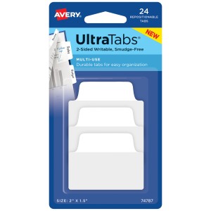 Zakładki indeksujące Avery 74787 Ultra Tabs 50,8 x 38,1 mm,  24 szt. - biały