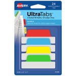 Zakładki indeksujące  Avery 74768 - Ultra Tabs 63,5 x 25 mm, 24 szt. - zielony, niebieski, czerwony, żółty