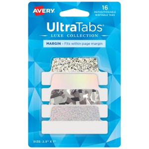 Zakładki indeksujące holograficzne  Avery 74179 - Ultra Tabs 63,5 x 25,4 mm, 16 szt. - srebrny
