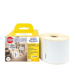 Etykiety na rolce, etykiety foliowe, wodoodporne, do termodruku  Avery A1933088 /  59 x 102 mm, 300 etyk., 1 rolka - biały