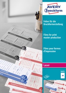 Folia projekcyjna mleczna, matowo powlekana A4, Avery 3491 / 100 szt., grubość 0,10 mm - przeźroczysty