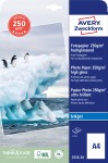 Papier fotograficzny Premium A4 do drukarki, Avery 2556-20 / 210 x 297 mm, 250 g, 20 arkuszy, wysoki połysk - biały