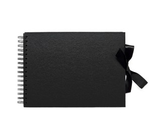  Album do zdobienia CZARNY 35 kartek 285x210mm - sztywna okładka z ozdobną satynową wstążką - Galeria Papieru