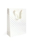Torebki ozdobne prezentowe Białe, złote kropki L 33x10x24, - 5szt./op.