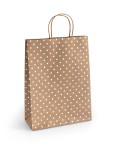 Torebki ozdobne prezentowe Kraft srebrne kropki L 33x10x24 - 5szt./op.