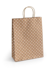 Torebki ozdobne prezentowe Kraft srebrne kropki L 33x10x24 - 5szt./op.