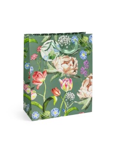Torebka / torebki ozdobne prezentowe Piwonie i Tulipany L 32x12x26 - opakowanie 5 sztuk
