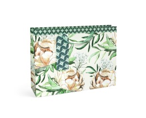 Torebka / torebki ozdobne prezentowe, orientacja pozioma, Piwonie - rozmiar XL 31x12x42 - opakowanie 5 sztuk