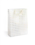 Torebka / torebki ozdobne prezentowe Białe, Złote Romby L 33x10x24cm - opakowanie 5 sztuk