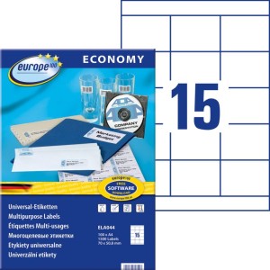 Etykiety uniwersalne Avery Zweckform Economy ELA044 - 70x50,8 mm A4, 100 arkuszy - białe