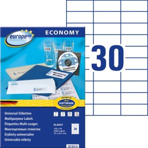Etykiety uniwersalne Avery Zweckform Economy ELA047 - 70x29,7 mm A4, 100 arkuszy - białe