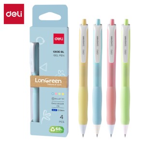 Długopis  żelowy Deli EG60E-BL, LonGreen, niebieski wkład - opakowanie 4 sztuki, mix kolorów