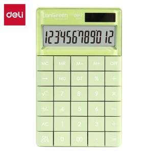 Kalkulator biurowy Deli EM412-GR, LonGreen, 12-cyfrowy, zielony - opakowanie 1 sztuka