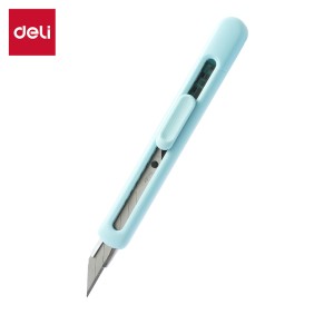 Nożyk biurowy, do papieru Deli EM411-BL, LonGreen, ostrze łamane 9mm, niebieski - opakowanie 1 sztuka