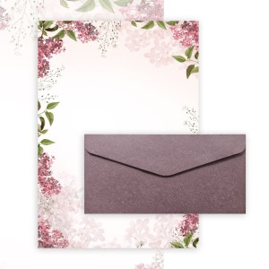 Papeteria Lilac A4 - 20 arkuszy + 10 sztuk kopert DL Wood lawendowy