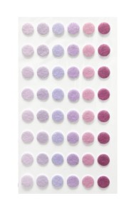 Naklejki welurowe Kropki 1,2mm 48 sztuk opakowanie -  róż i fiolet - półprodukt dekoracyjny