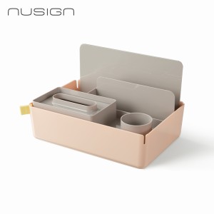 Organizer/pojemnik na biurko do przechowywania 3w1 Deli Nusign ENS135-P, szerokość 31,5 cm, różowy - opakowanie 1 sztuka