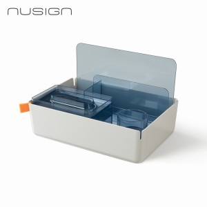 Organizer/pojemnik na biurko do przechowywania 3w1 Deli Nusign ENS135-G, szerokość 31,5 cm, szary - opakowanie 1 sztuka