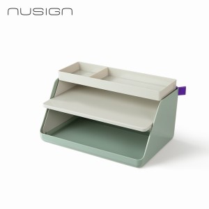 Trzypoziomowy organizer na biurko Deli Nusign ENS136-GR, szerokość 31,5 cm, zielony - opakowanie 1 sztuka
