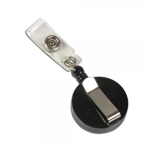 Klipsy do identyfikatorów rozwijane z kółeczkiem- O.BADGE REEL 2 - czarny - opakowanie 10 sztuk OPUS