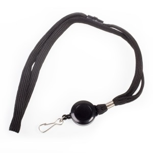 Smycze z rozwijaną linką zakończone karabińczykiem - O.LANYARD REEL 1 - czarny- opakowanie 10 sztuk OPUS