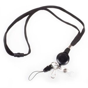 Smycze z rozwijaną linką zakończone pętelką - O.LANYARD REEL 2 - czarny- opakowanie 10 sztuk OPUS