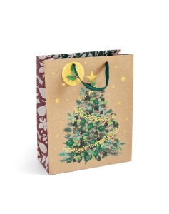 Torebka / torebki ozdobne prezentowe Choinka rozmiar L 32x12x26 cm - opakowanie  5sztuk