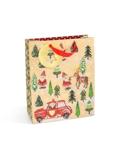 Torebka / torebki ozdobne prezentowe Mikołaj rozmiar L 32x12x26 cm - opakowanie  5 sztuk