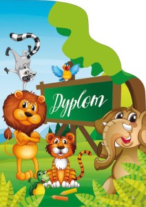 Dyplom składany PRZYJACIELE  NAPISY opk 10 szt A4  250g/m2 dyplomy dla dzieci