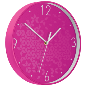 Cichy zegar ścienny Leitz WOW RÓŻOWY  średnica 29 cm  