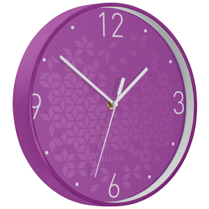 Cichy zegar ścienny Leitz WOW FIOLETOWY  średnica 29 cm  