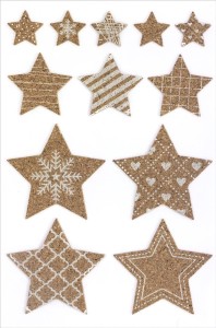 Ozdoby korkowe samoprzylepne GWIAZDY opakowanie 12 sztuk