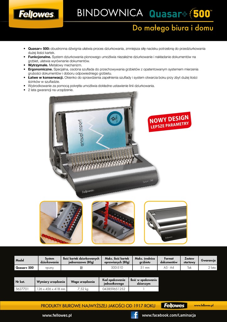 bindownica Fellowes Quasar+ 500 www.niszczarka.net